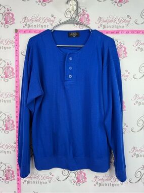 South channel sweater shirt vintage Royal Blue Henley Sweatshirt